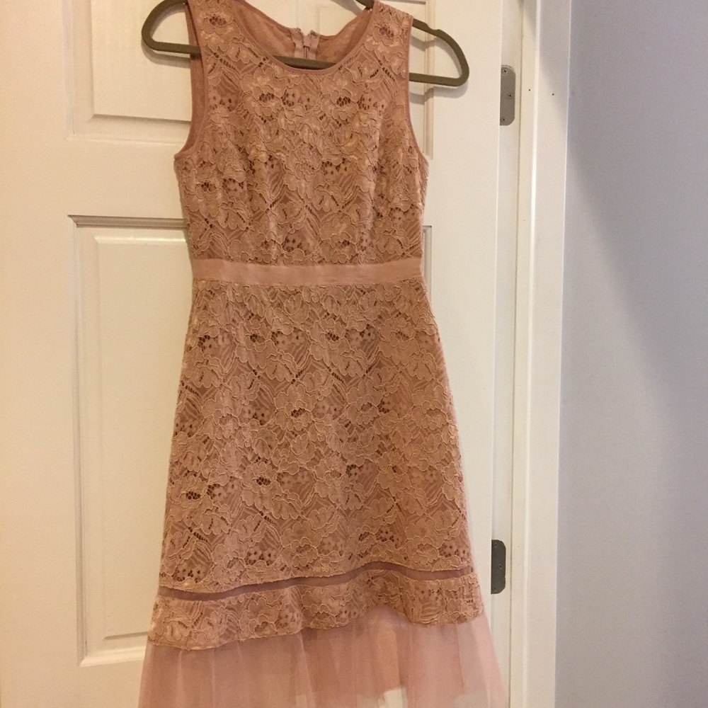 BCBG MaxAzria Dusty Pink Lace Knee Length Dress